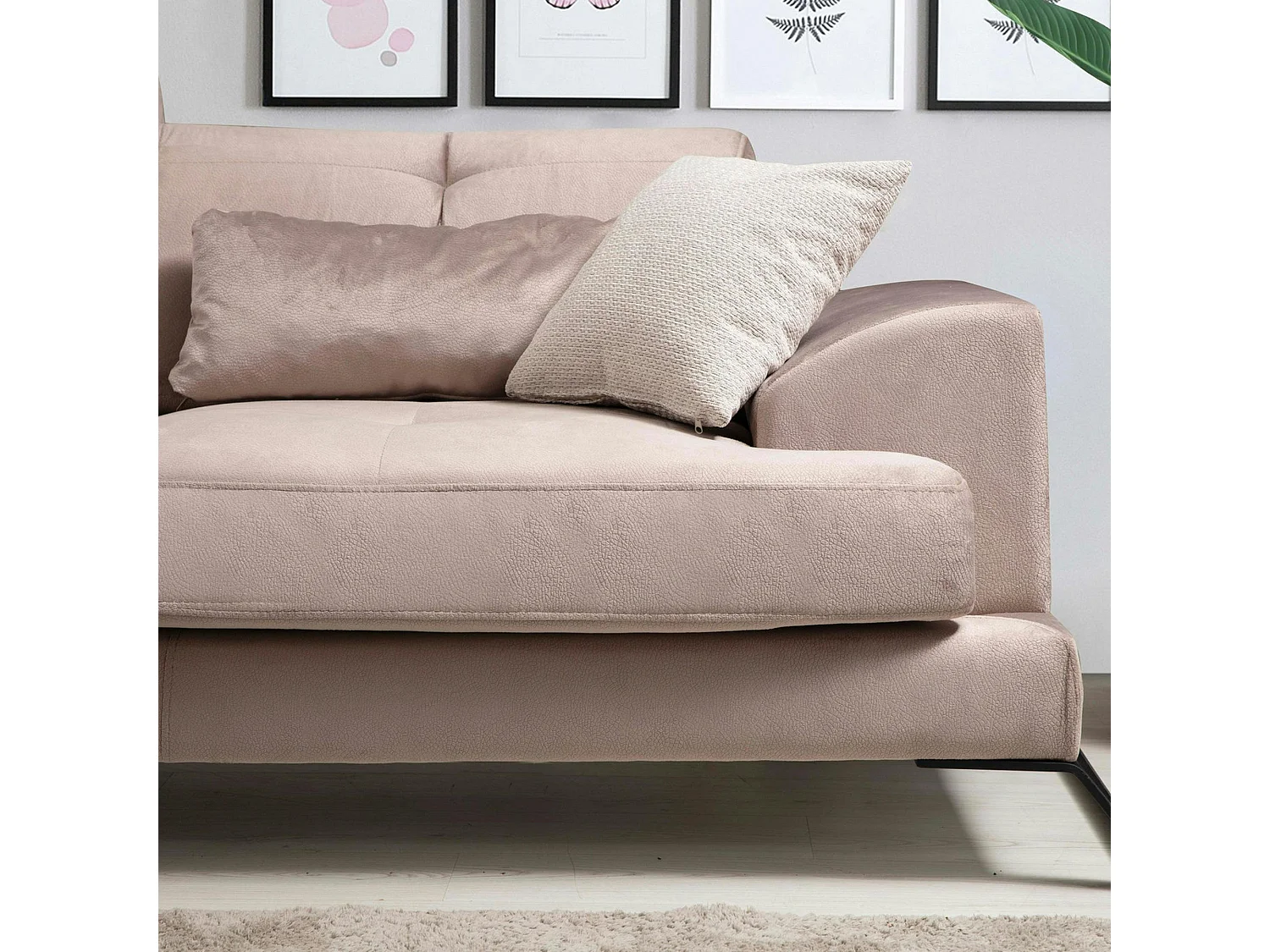 Canapé d'angle beige - dossier inclinable, côté droit MILO