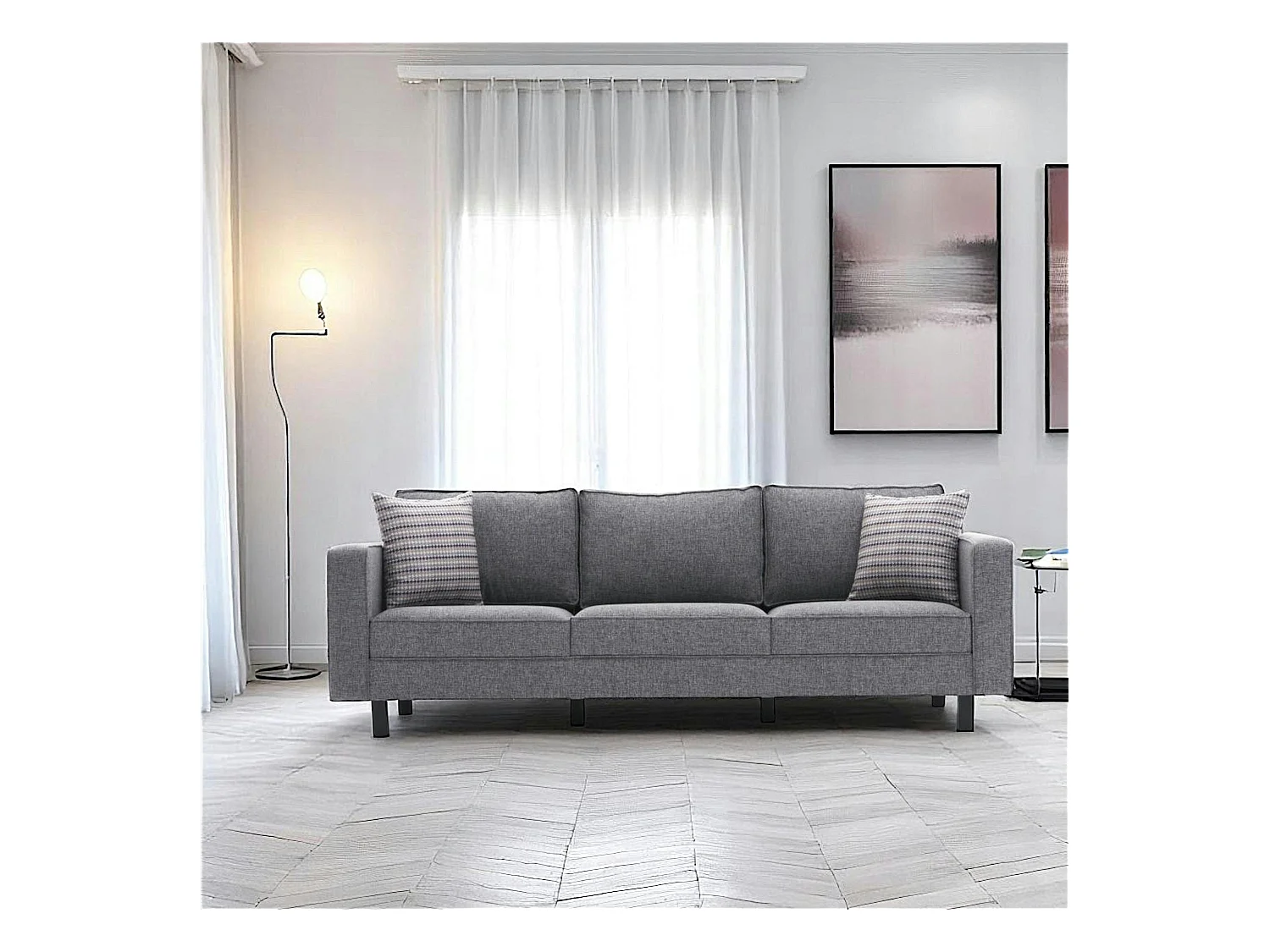Canapé 3 places gris - pieds droits CORTONA