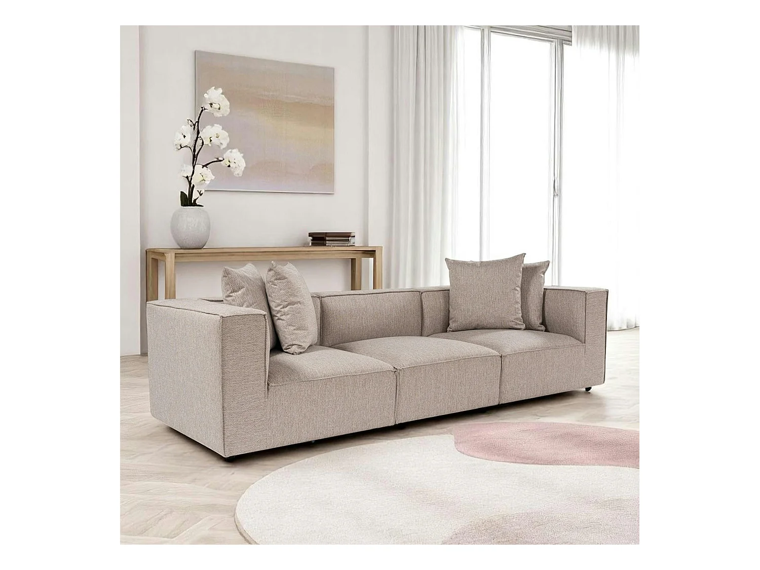 Canapé en lin 3 places - beige sable COLLIOURE