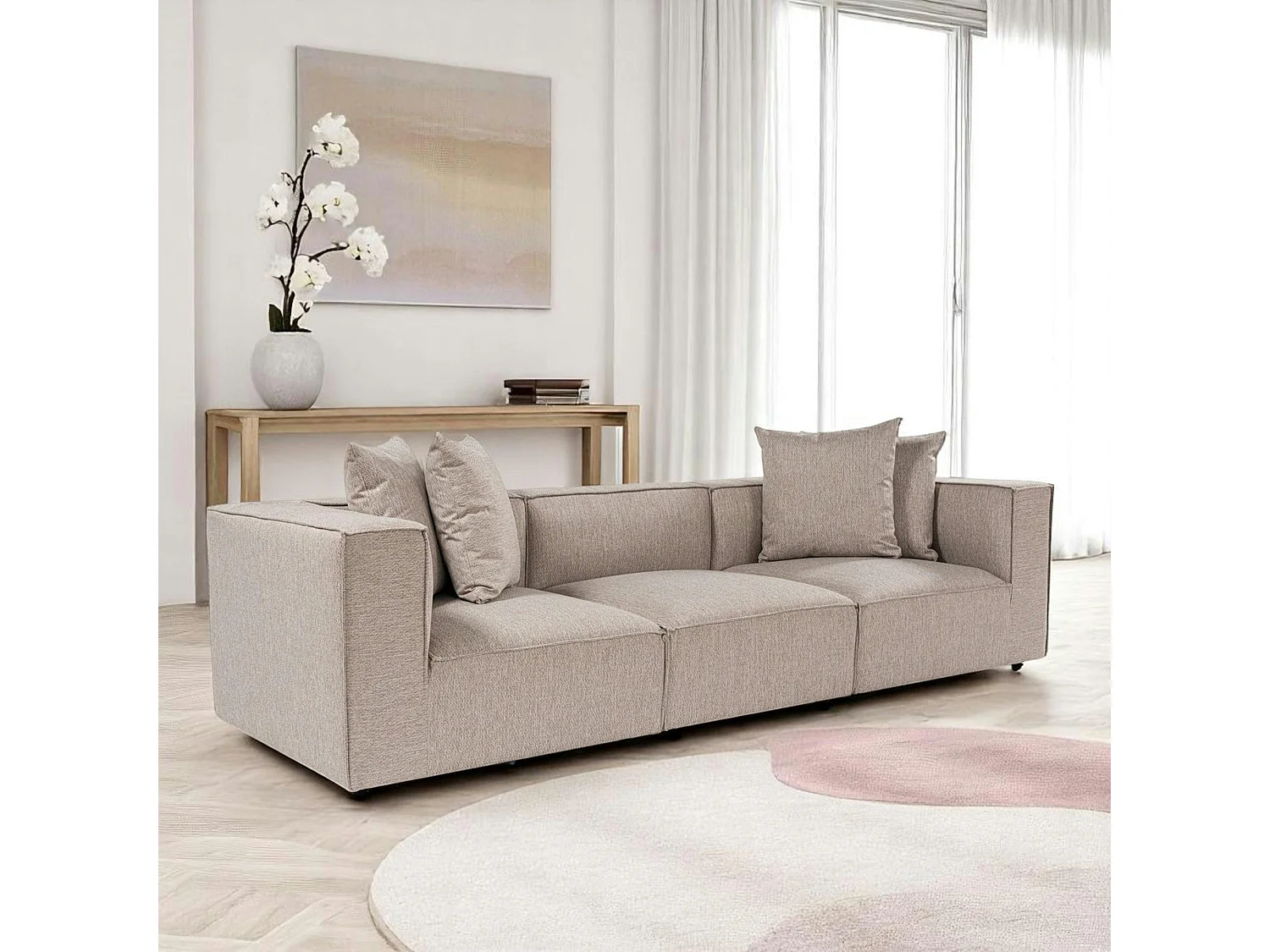 Canapé en lin 3 places - beige sable COLLIOURE