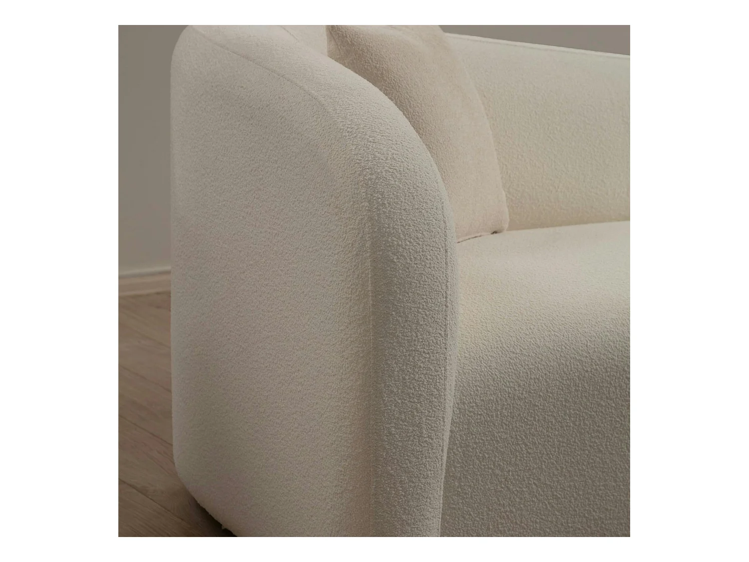 Canapé 3 places crème - bouclette, forme courbe LUCCA