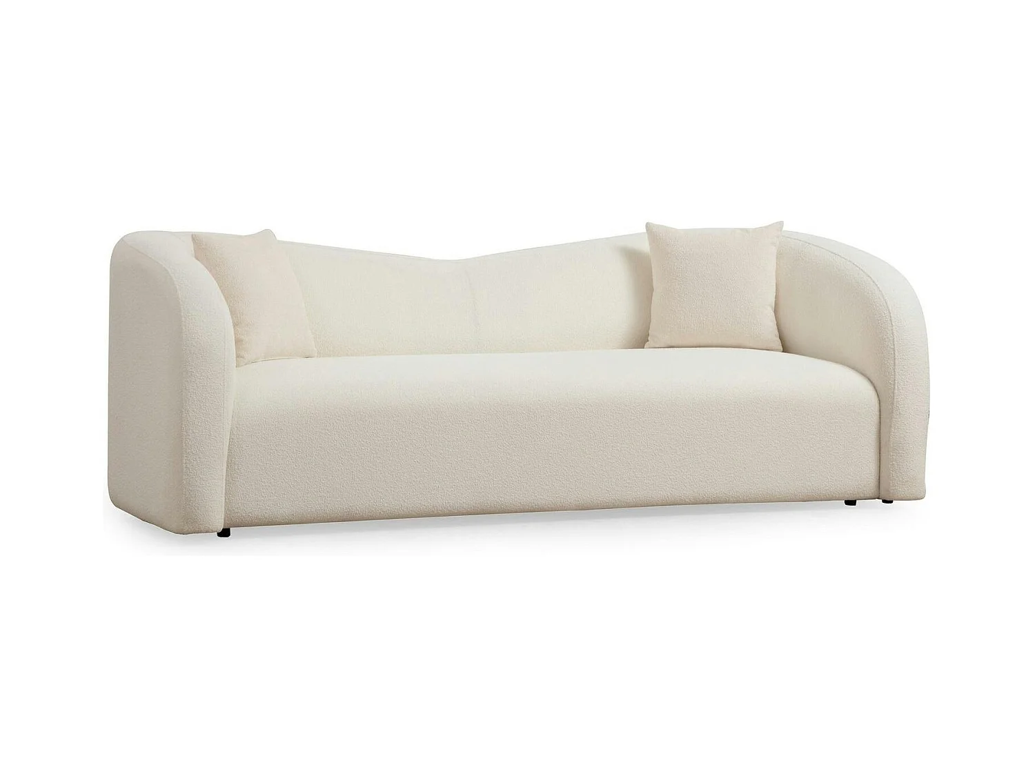 Canapé 3 places crème - bouclette, forme courbe LUCCA