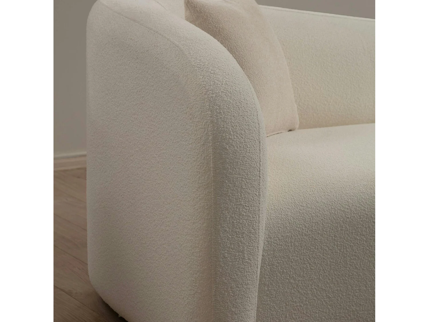 Canapé 3 places crème - bouclette, forme courbe LUCCA