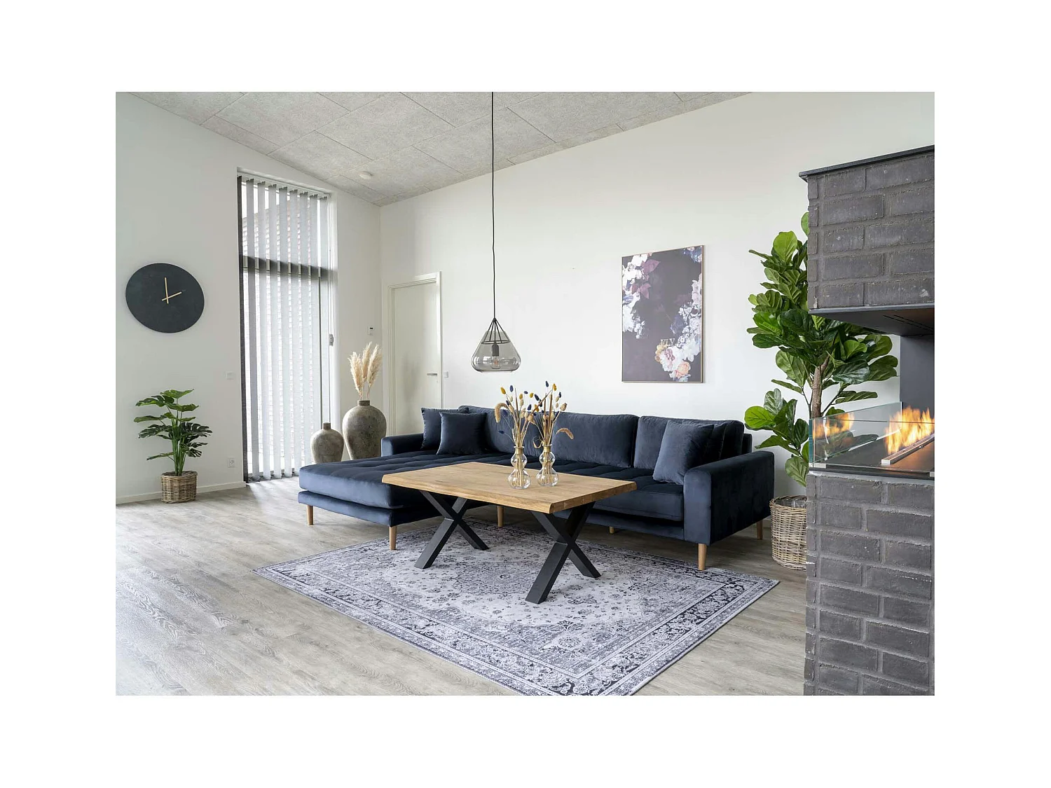 Canapé d'angle bleu nuit - velours, côté gauche, AMSTERDAM