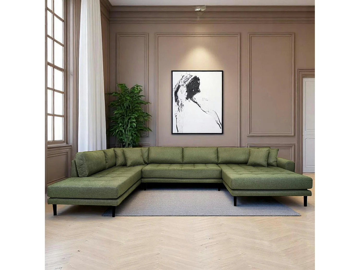 Canapé panoramique vert nature - côté droit AMSTERDAM