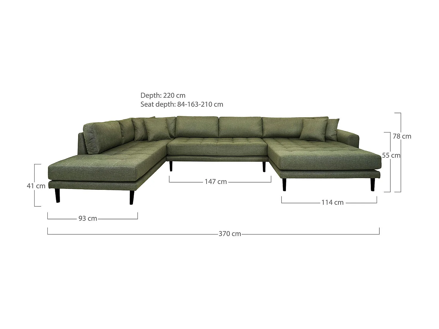 Canapé panoramique vert nature - côté droit AMSTERDAM