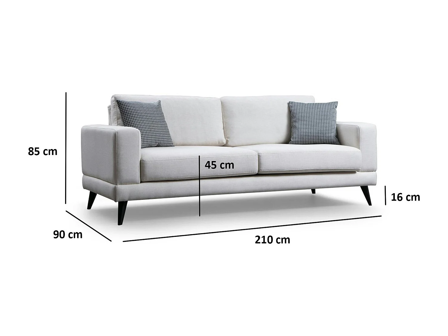 Canapé 3 places beige crème - style contemporain VENCE