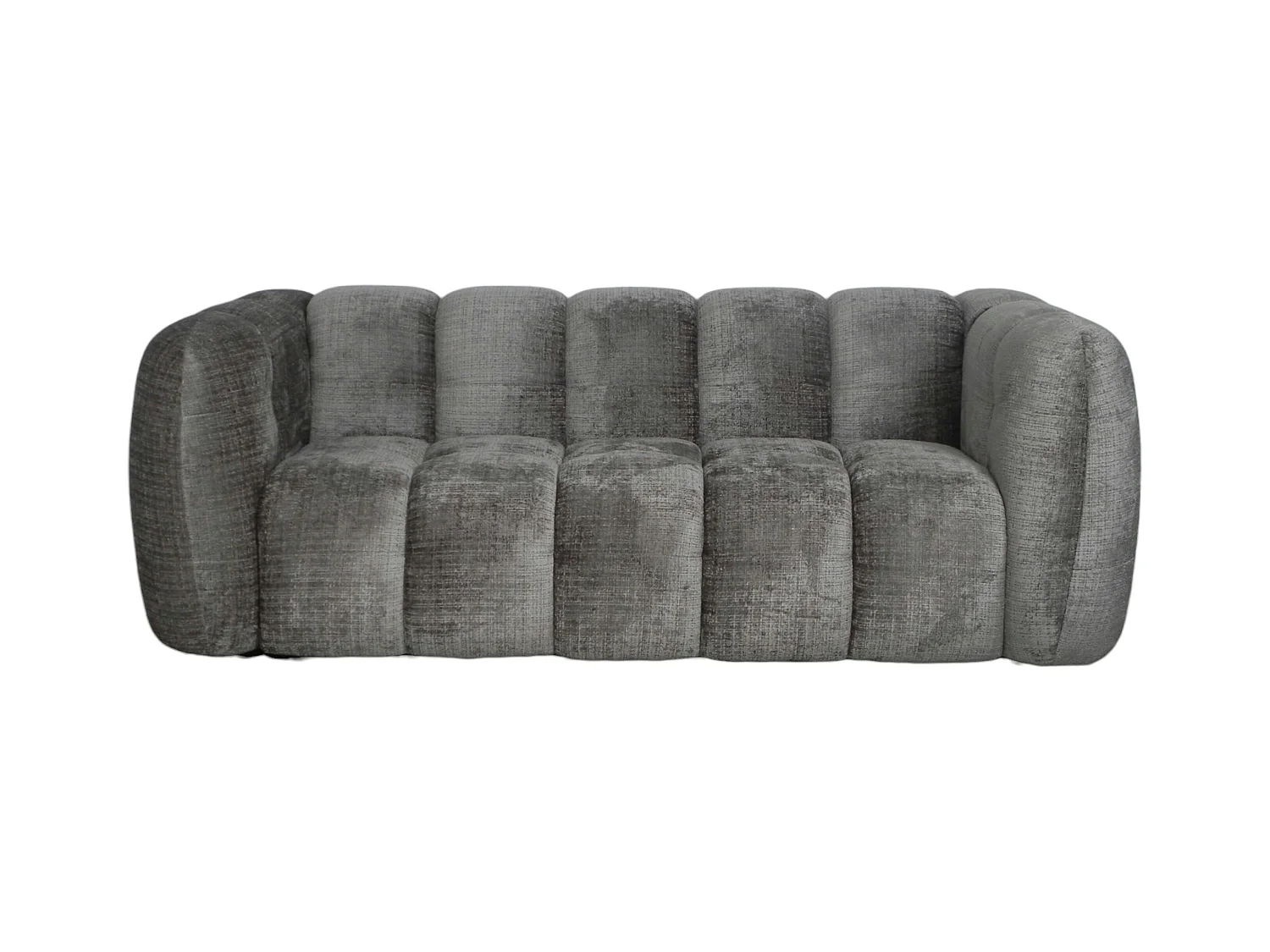 Canapé gris 3 places forme arrondie en tissu chenille IENA