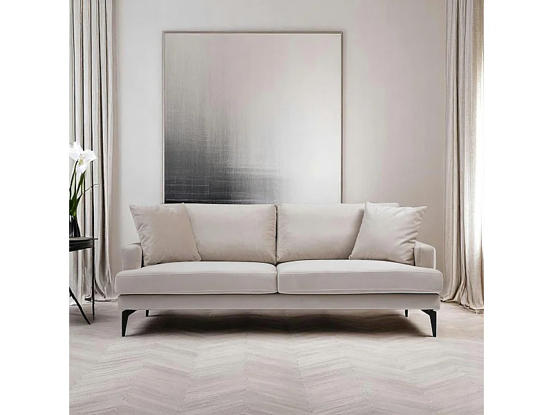 Canapé 3 places beige en velours SEATTLE