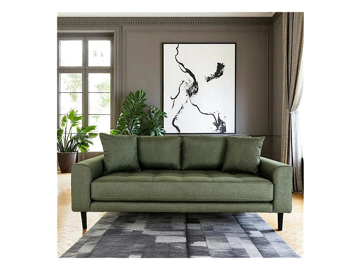 Canapé 2 places 1/2 vert nature AMSTERDAM