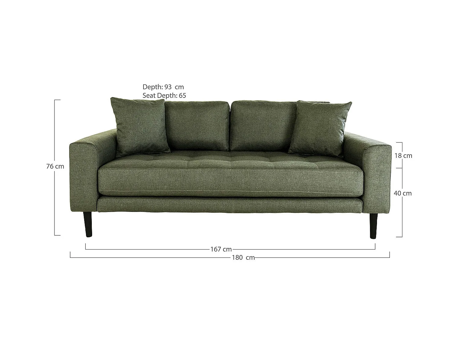 Canapé 2 places 1/2 vert nature AMSTERDAM