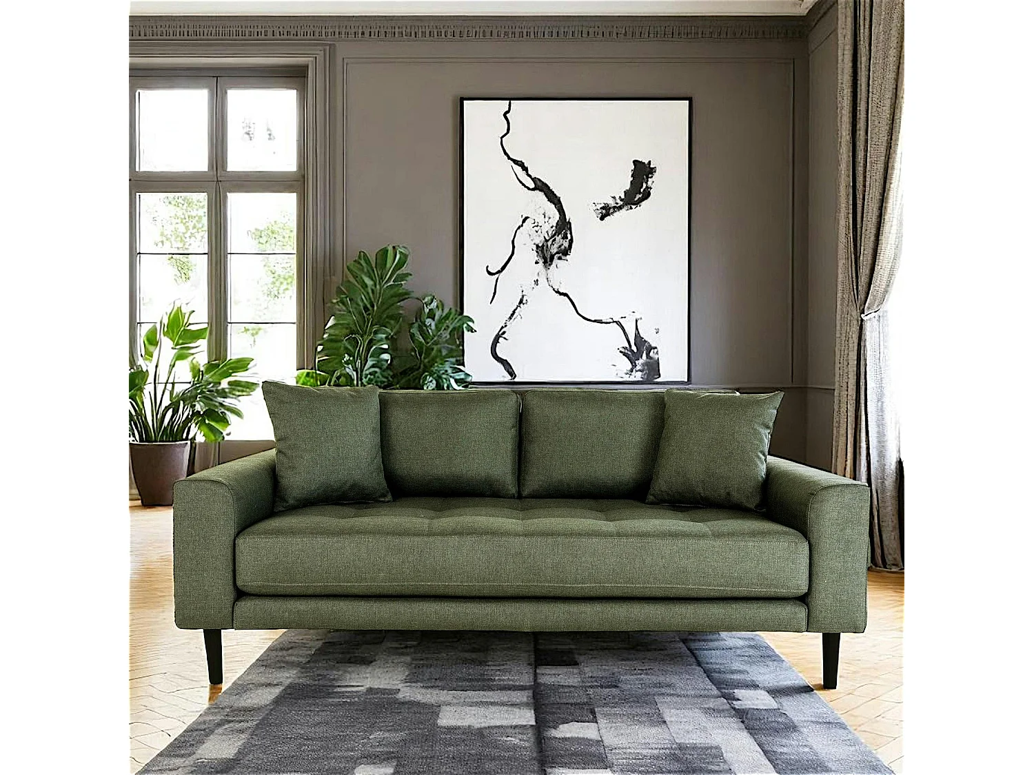 Canapé 2 places 1/2 vert nature AMSTERDAM