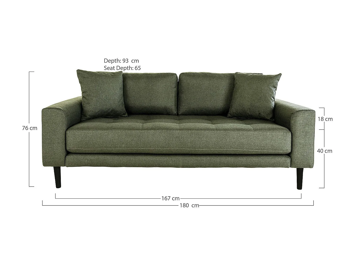 Canapé 2 places 1/2 vert nature AMSTERDAM