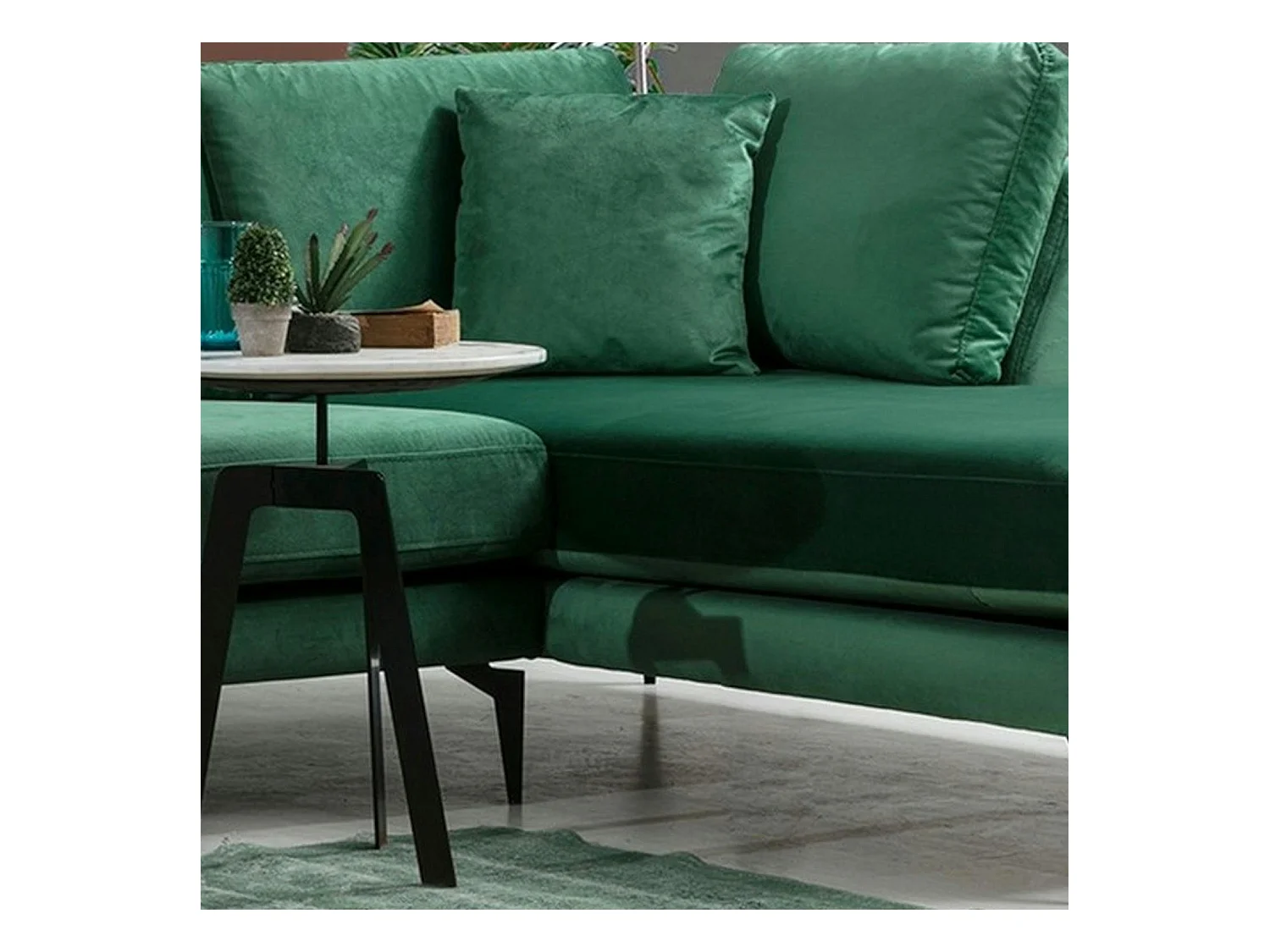 Canapé d'angle vert en velours - côté droit SEATTLE