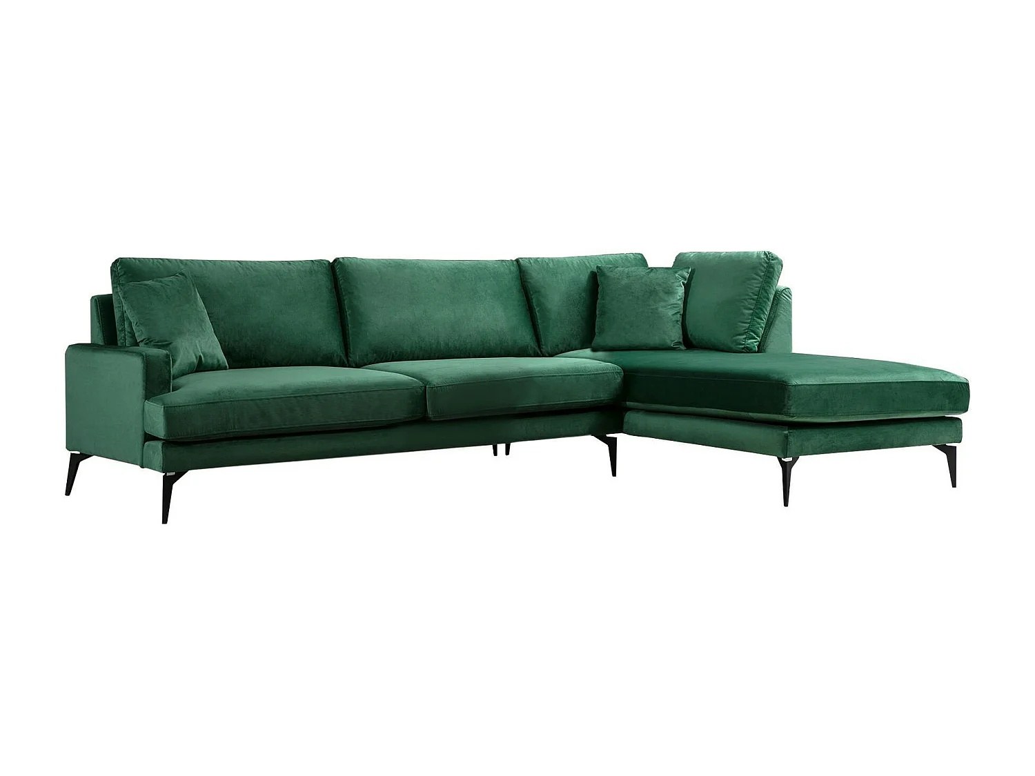 Canapé d'angle vert en velours - côté droit SEATTLE