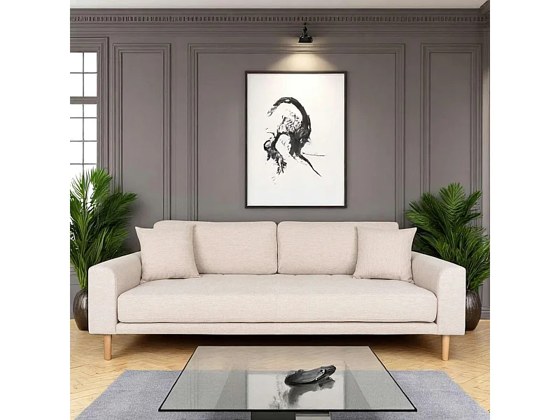 Canapé 3 places beige sable - 210 cm AMSTERDAM