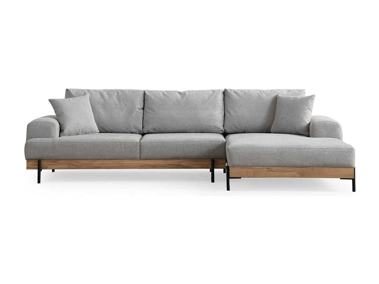 Canapé d'angle gris - accoudoirs larges, côté droit TROPEA