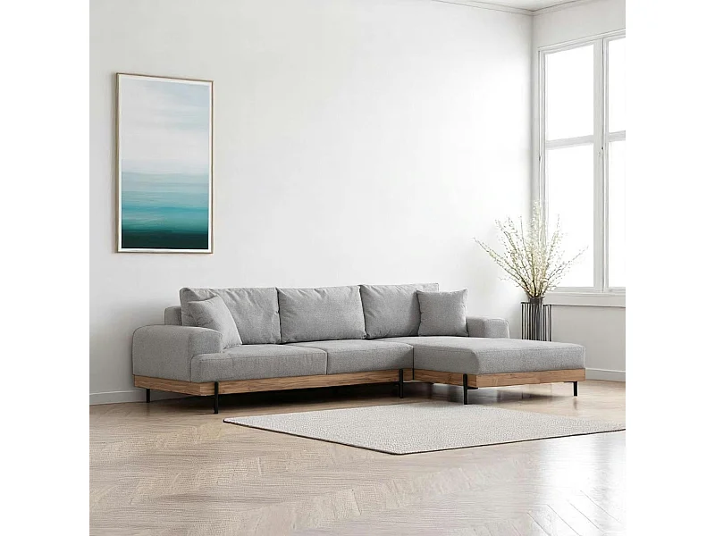 Canapé d'angle gris - accoudoirs larges, côté droit TROPEA