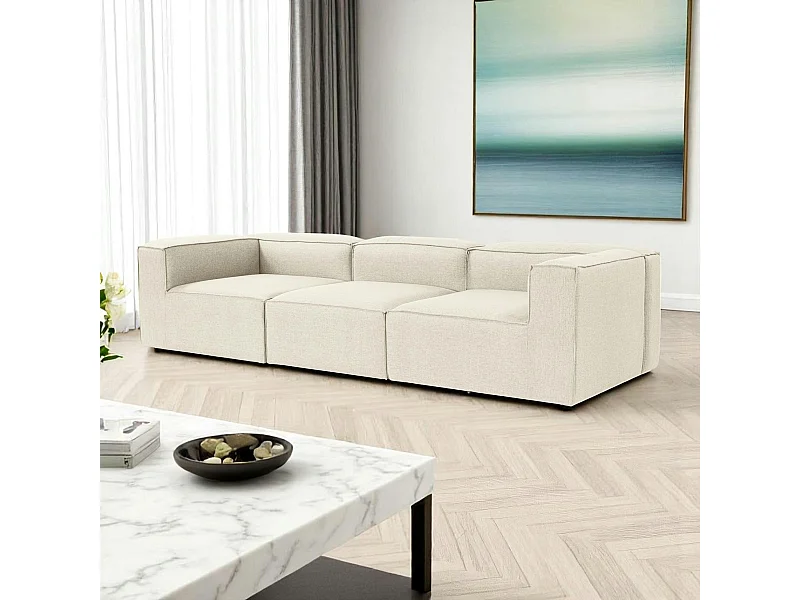 Canapé modulable 3 places en lin - écru, SPELLO