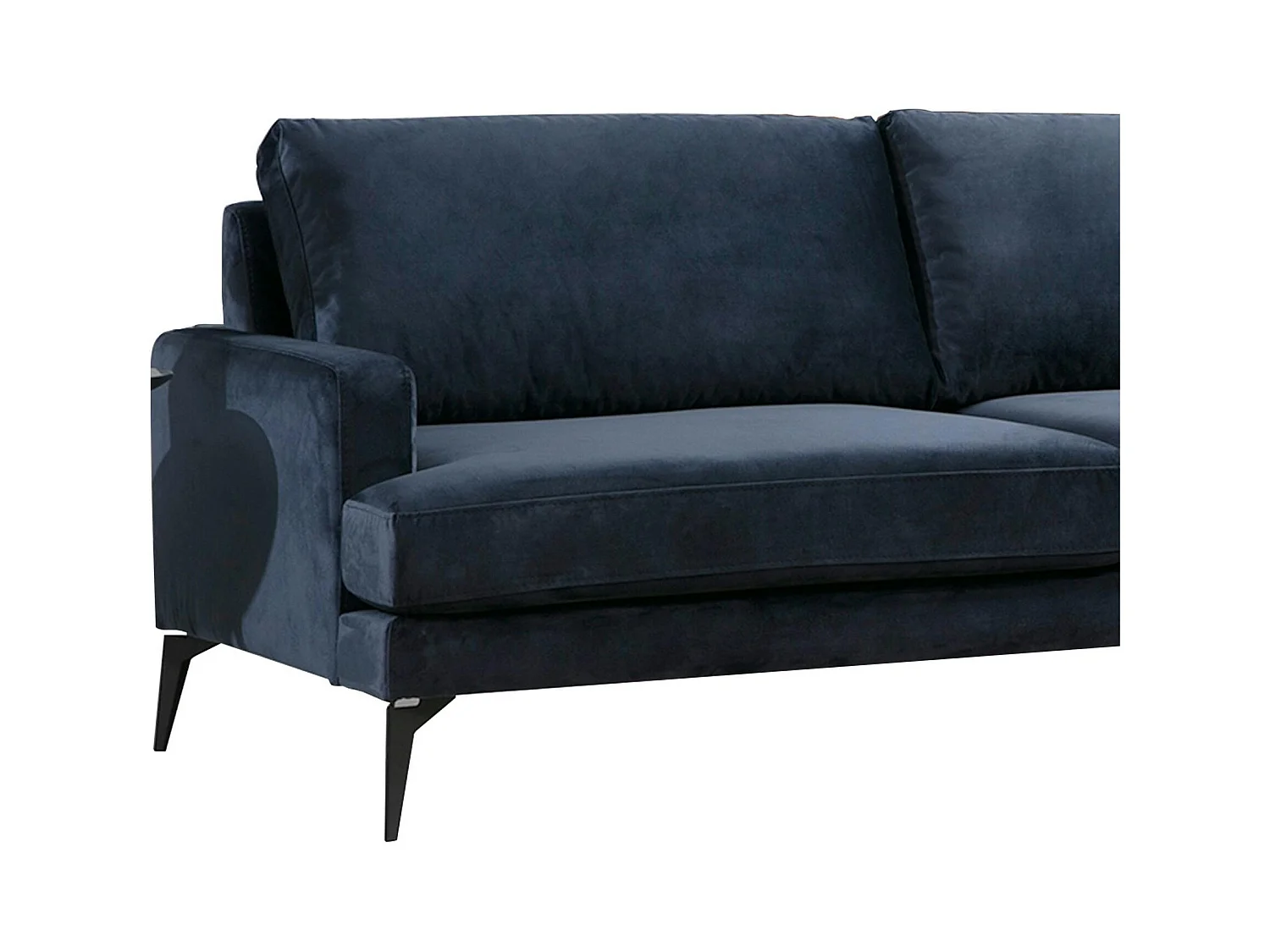 Canapé d'angle bleu nuit en velours - côté droit SEATTLE