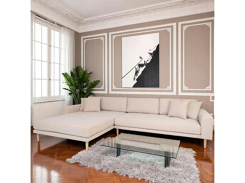 Canapé d'angle beige sable - côté gauche, 290 cm AMSTERDAM