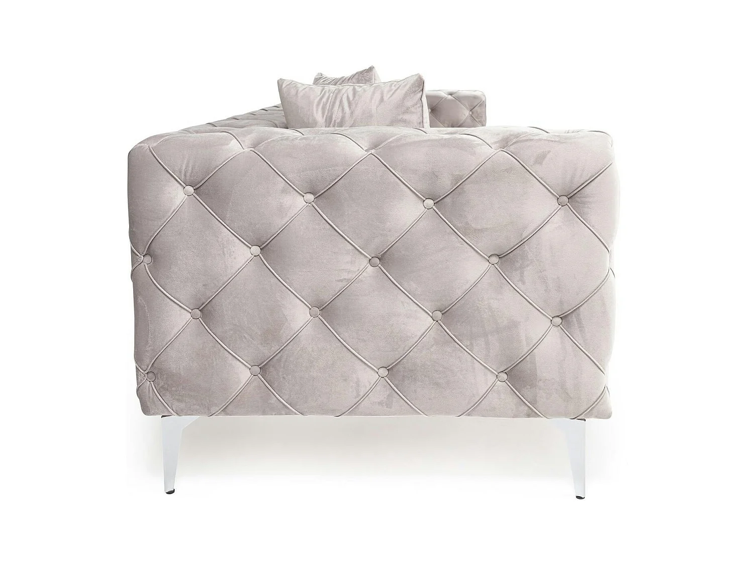 Grand canapé 4 places gris en velours capitonné DOVER