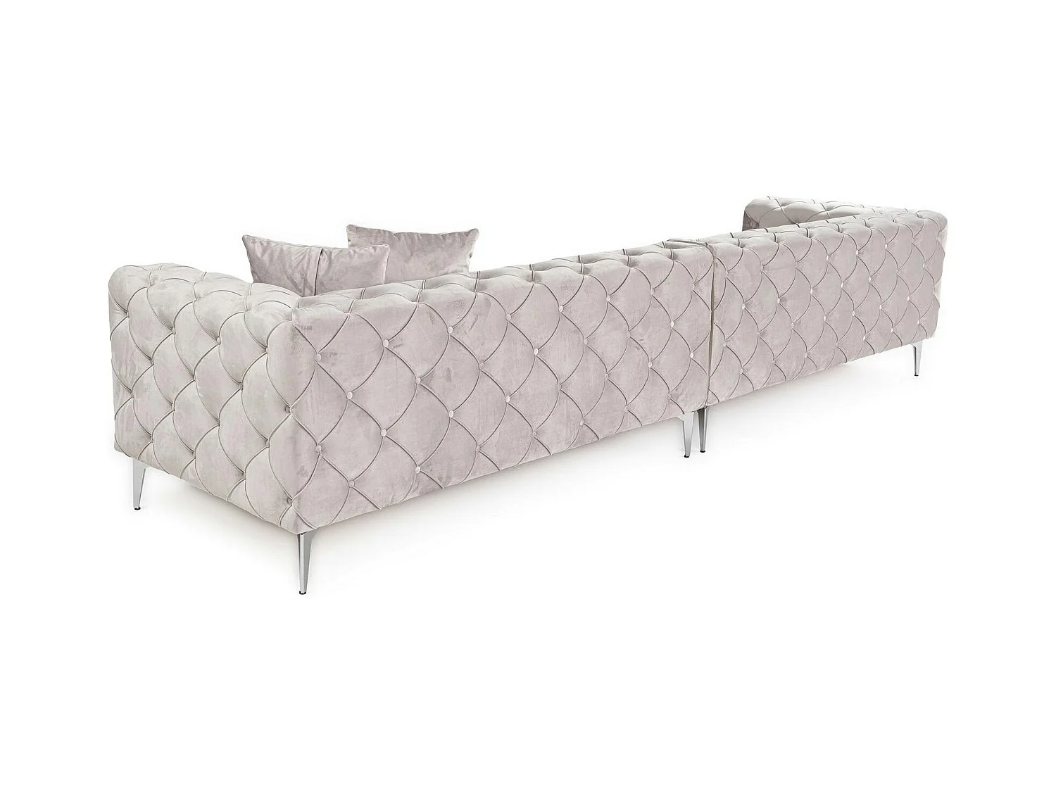 Grand canapé 4 places gris en velours capitonné DOVER