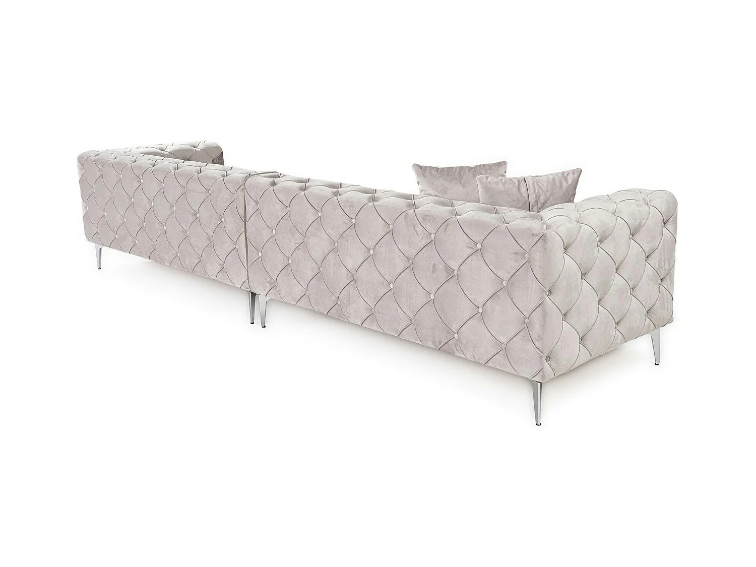 Grand canapé 4 places gris en velours capitonné DOVER