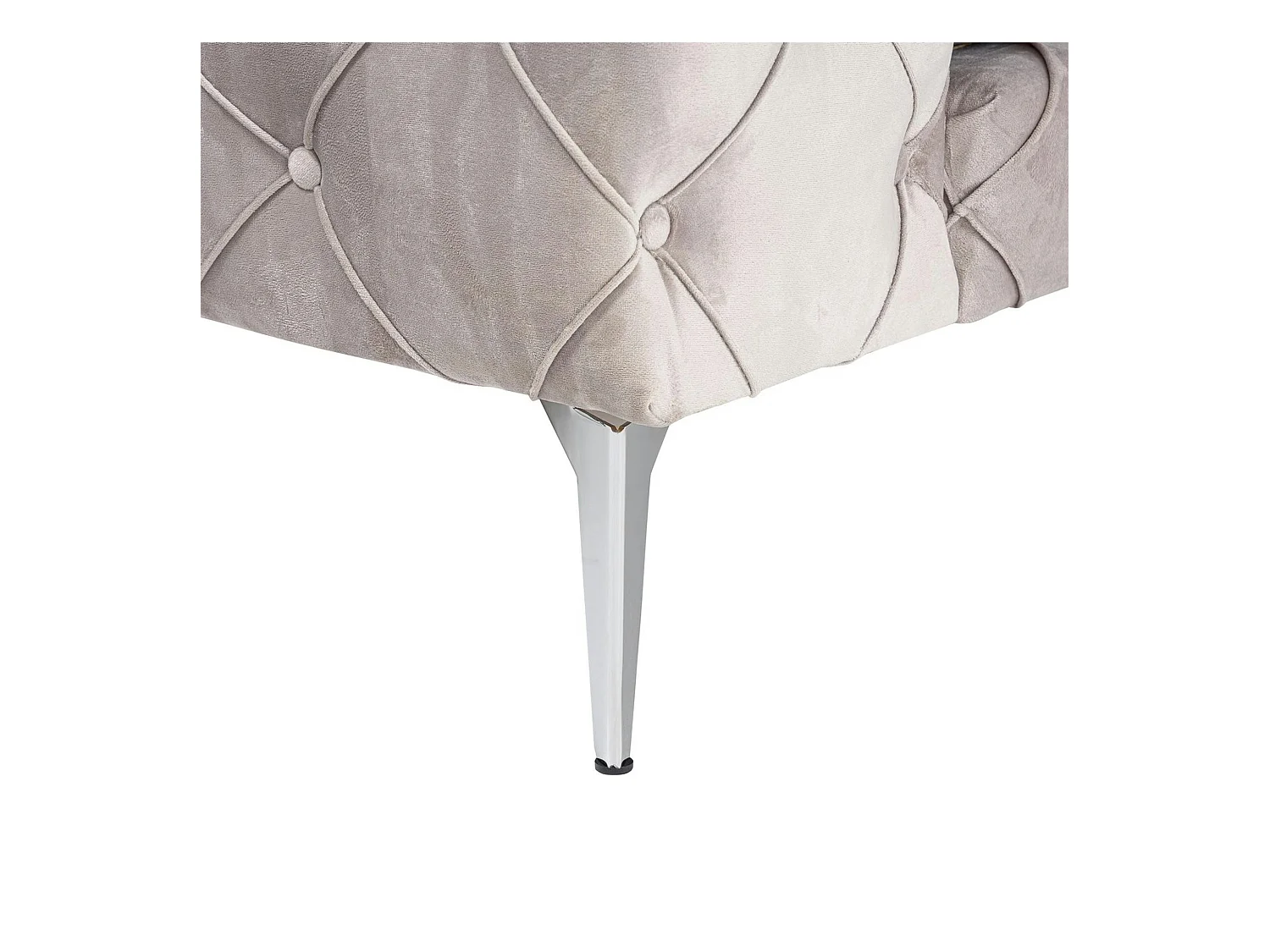 Grand canapé 4 places gris en velours capitonné DOVER