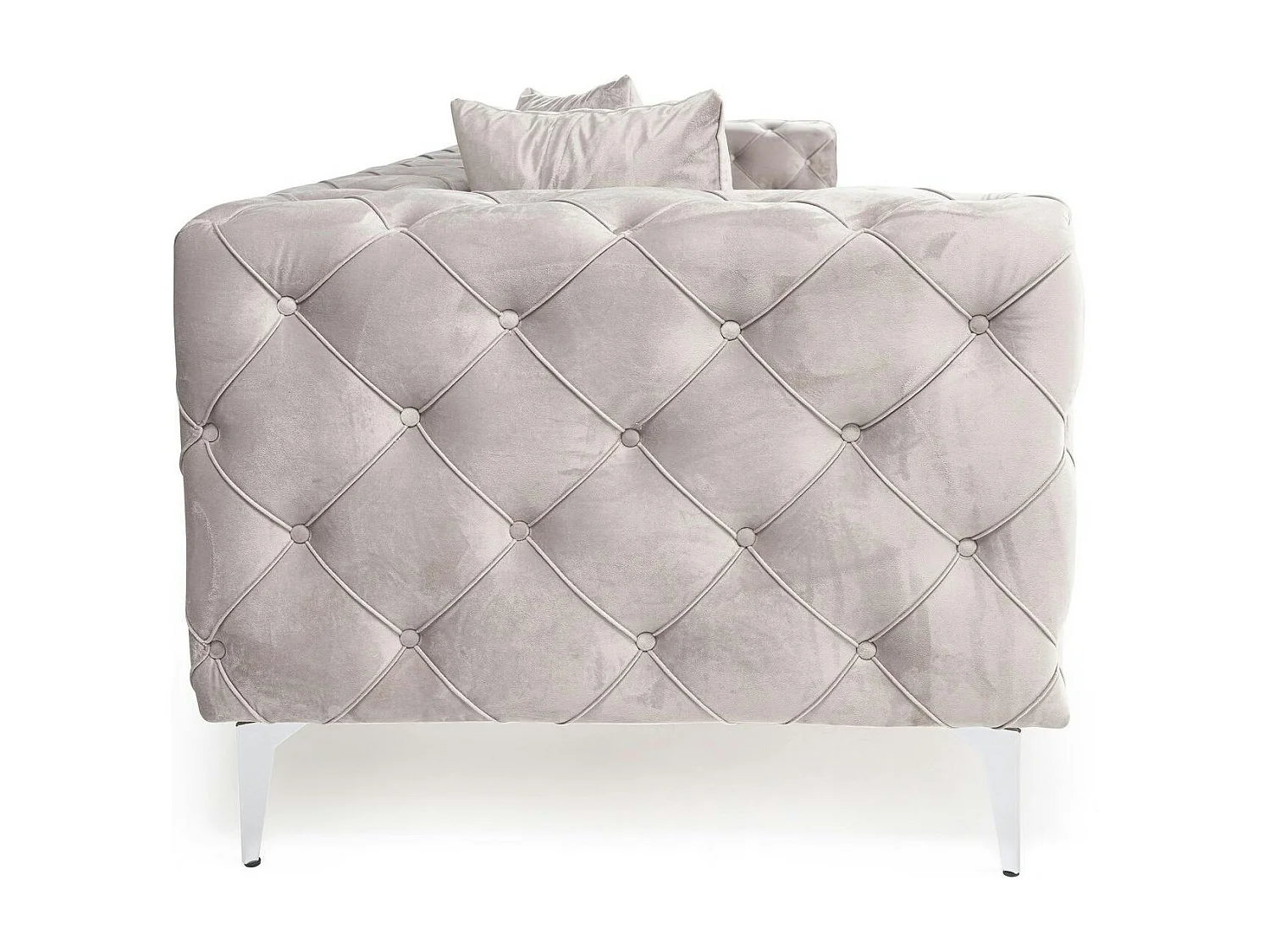 Grand canapé 4 places gris en velours capitonné DOVER