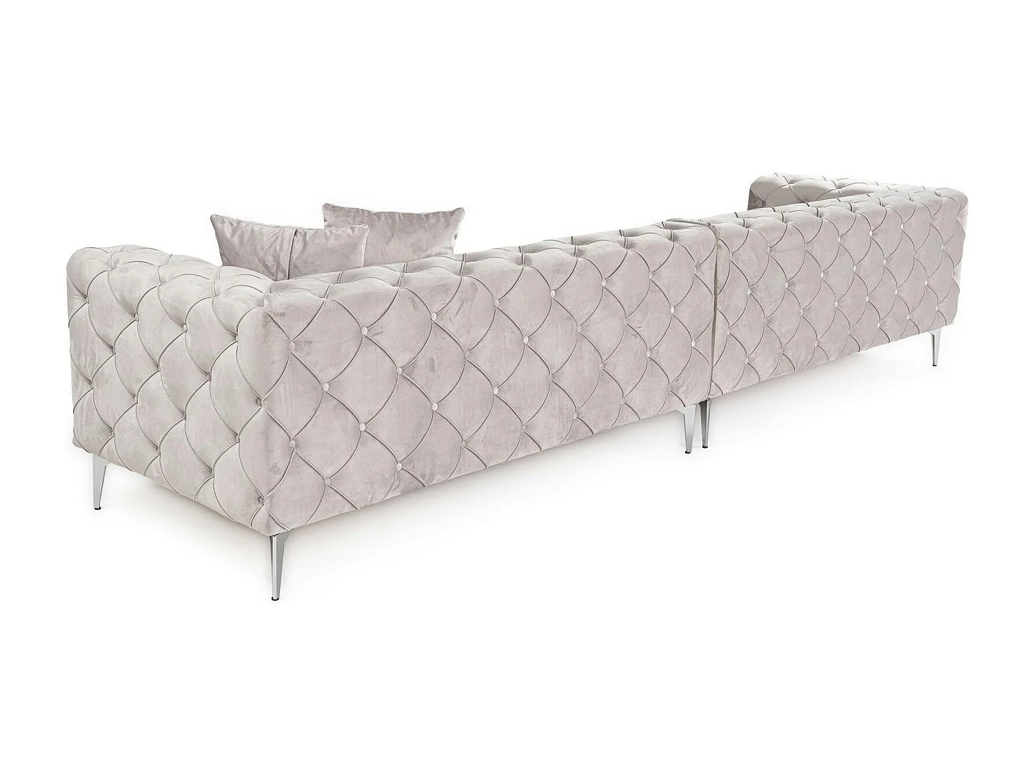 Grand canapé 4 places gris en velours capitonné DOVER