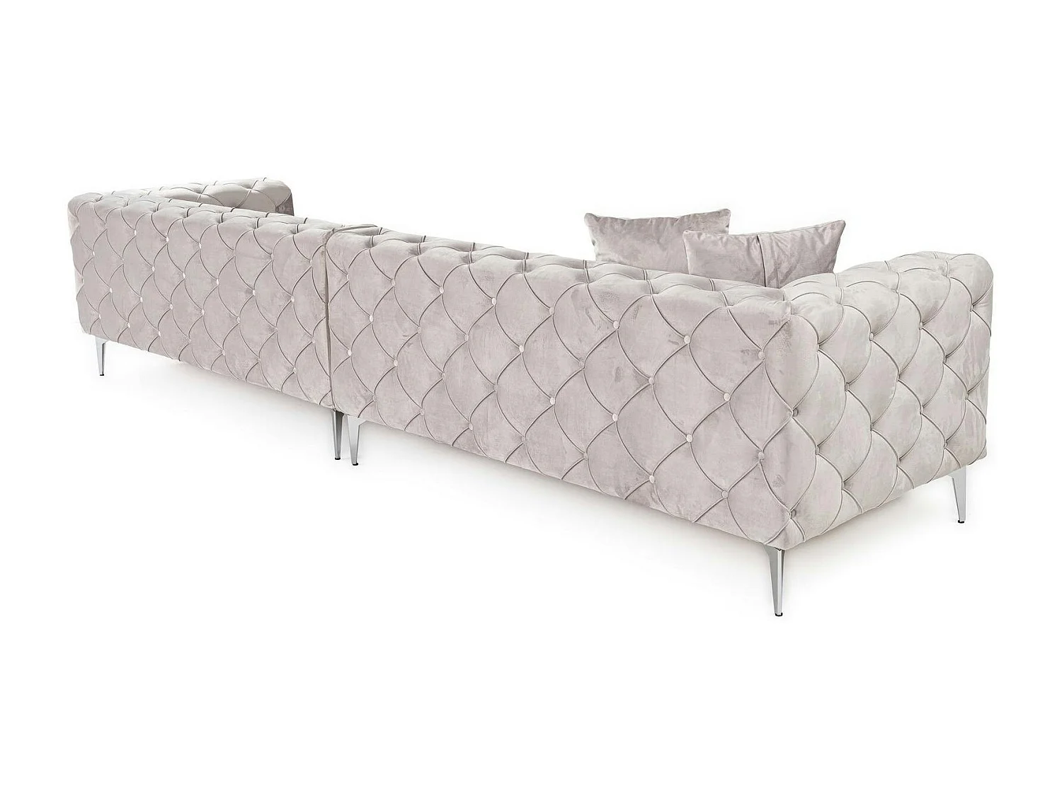 Grand canapé 4 places gris en velours capitonné DOVER