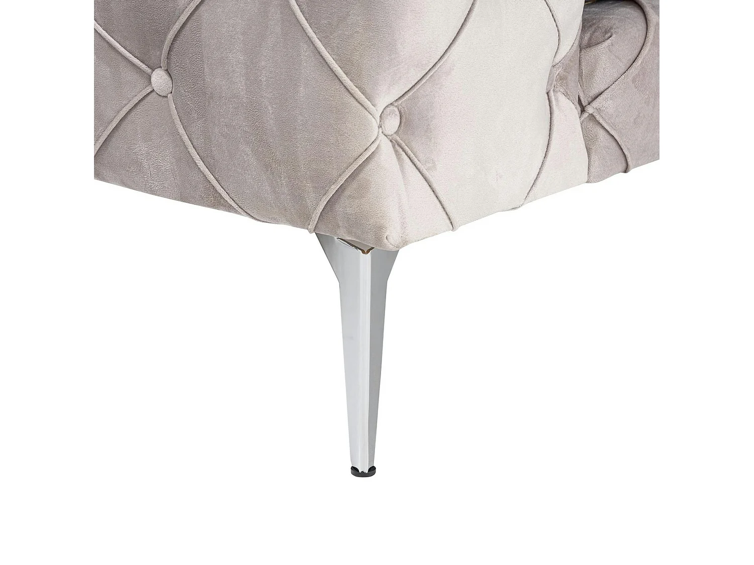 Grand canapé 4 places gris en velours capitonné DOVER