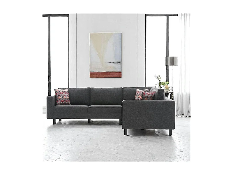 Canapé d’angle réversible anthracite - pieds droits CORTONA