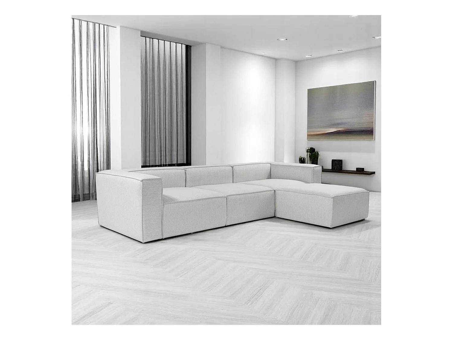 Canapé d'angle modulable gris - côté droit SPELLO