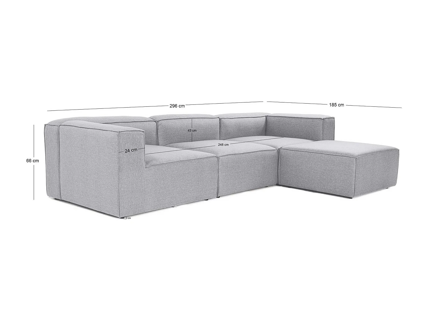 Canapé d'angle modulable gris - côté droit SPELLO