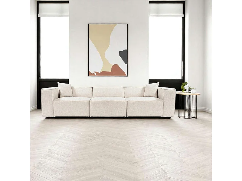 Canapé lin 4 places - écru, accoudoirs larges OSTUNI