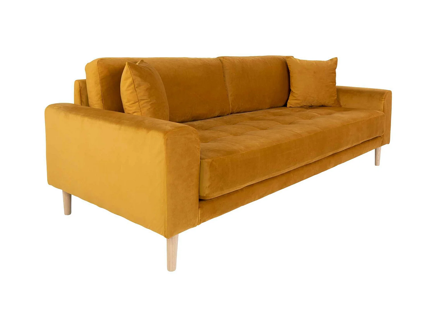Canapé 3 places moutarde - velours, AMSTERDAM