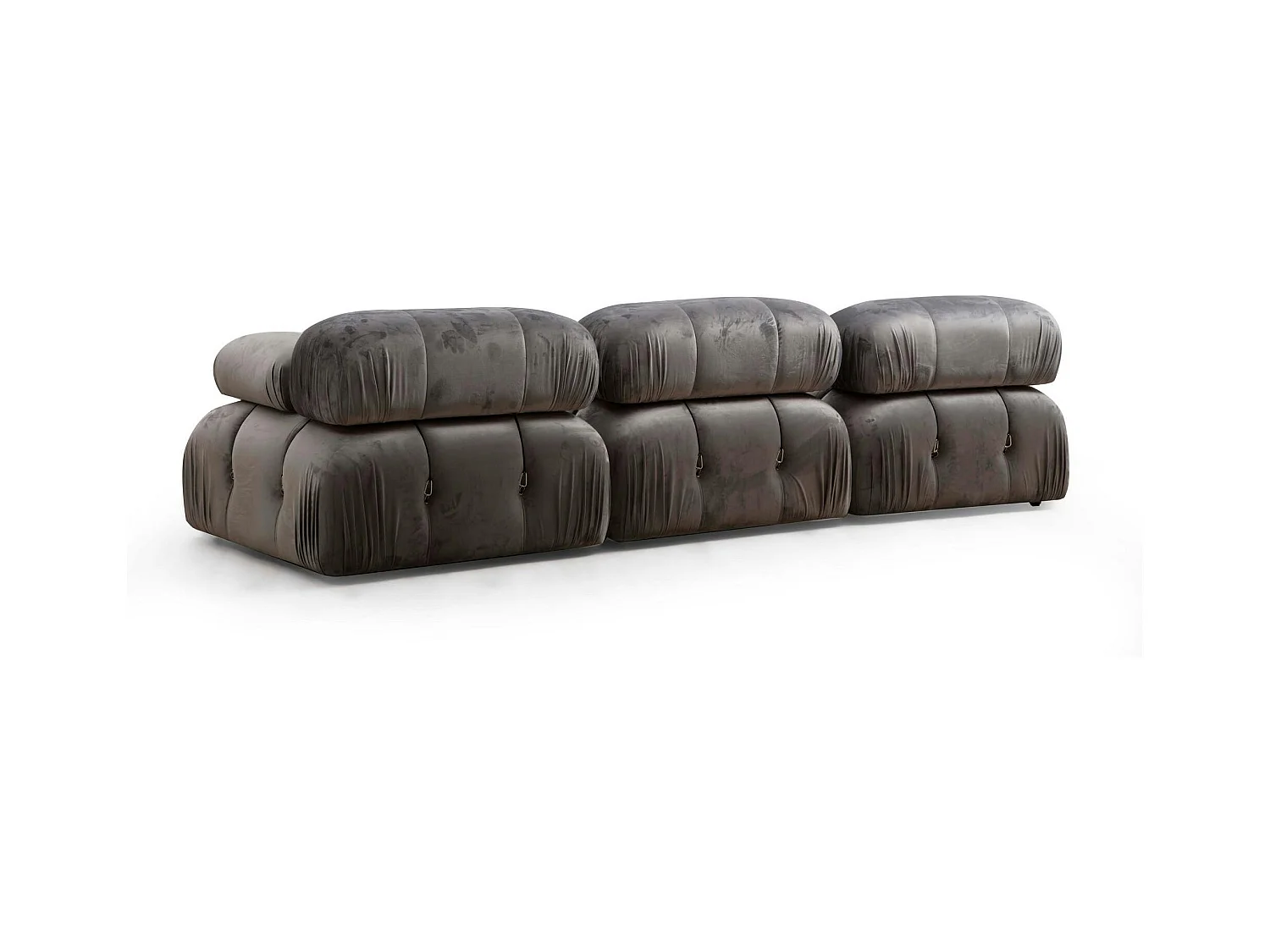 Canapé d'angle modulable gris - tissu velours RONDA