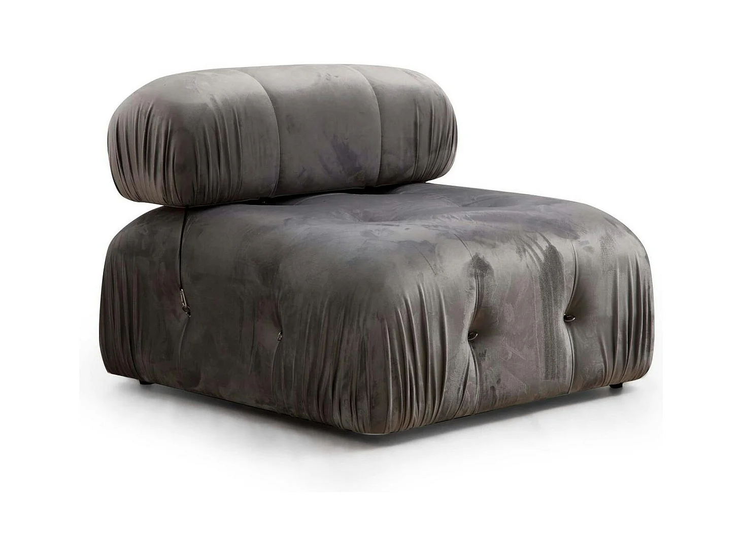 Canapé d'angle modulable gris - tissu velours RONDA