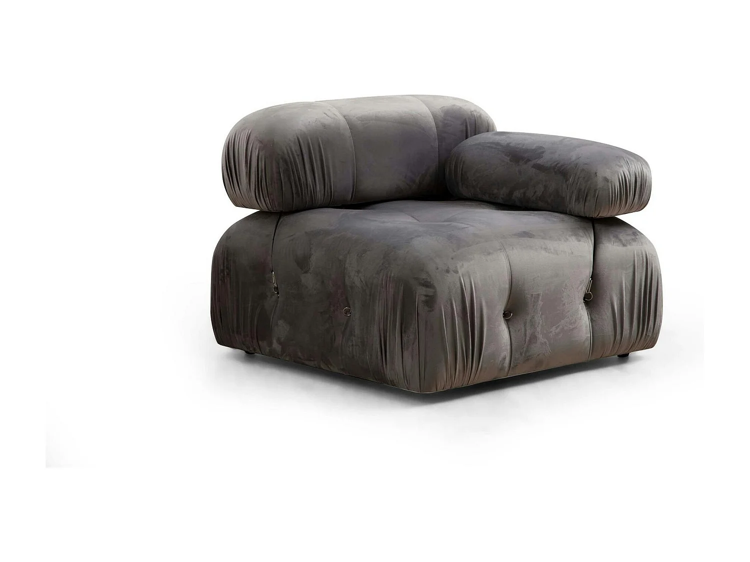 Canapé d'angle modulable gris - tissu velours RONDA