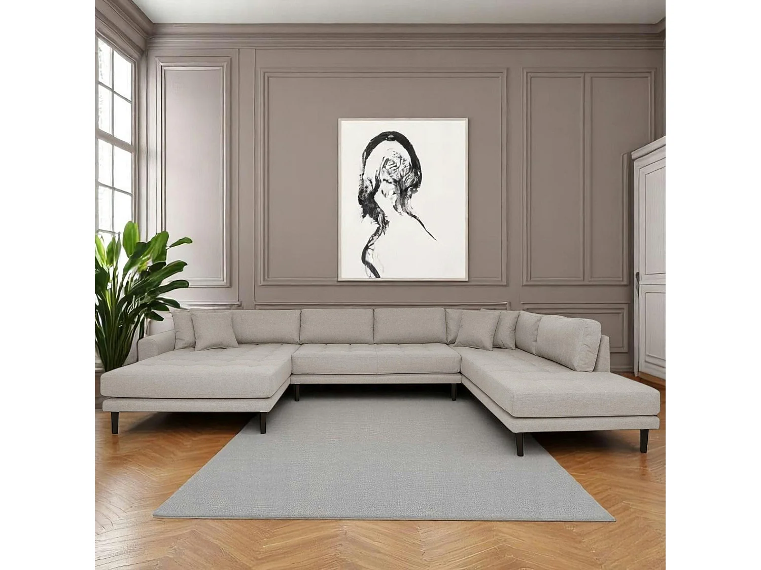 Canapé panoramique gris minéral - côté gauche AMSTERDAM