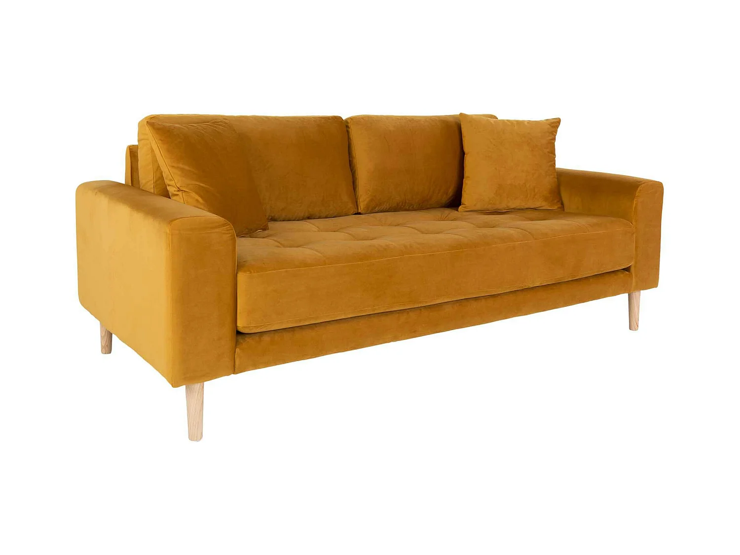 Canapé 2 places 1/2 moutarde - velours, AMSTERDAM
