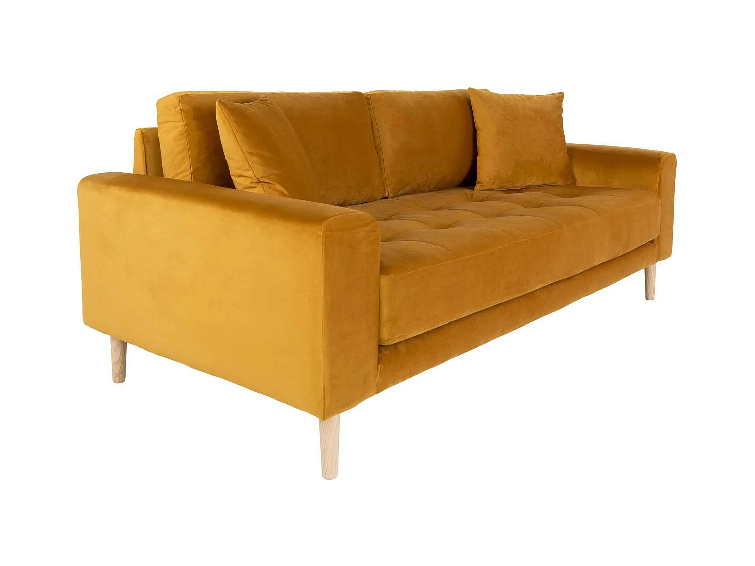 Canapé 2 places 1/2 moutarde - velours, AMSTERDAM