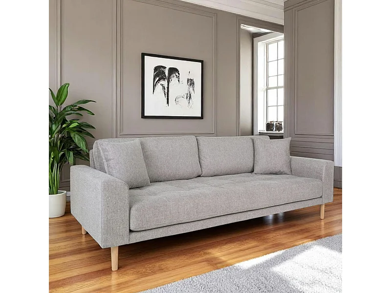 Canapé 3 places gris clair - 210 cm AMSTERDAM