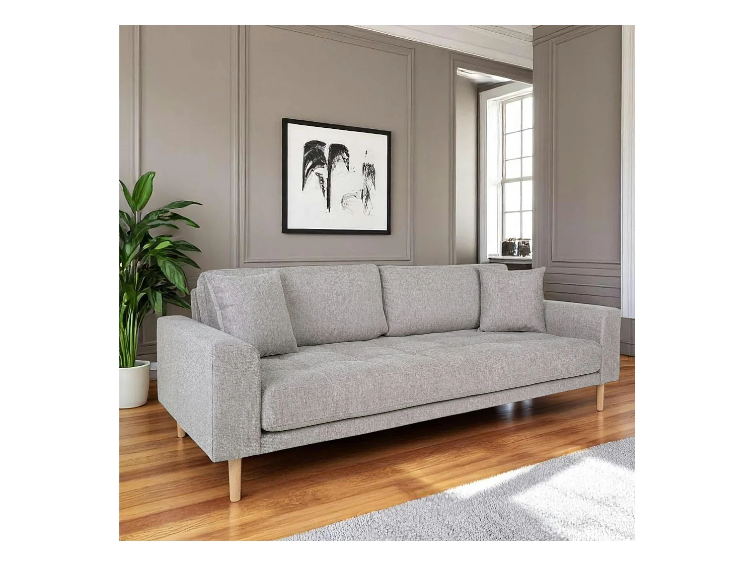 Canapé 3 places gris clair - 210 cm AMSTERDAM