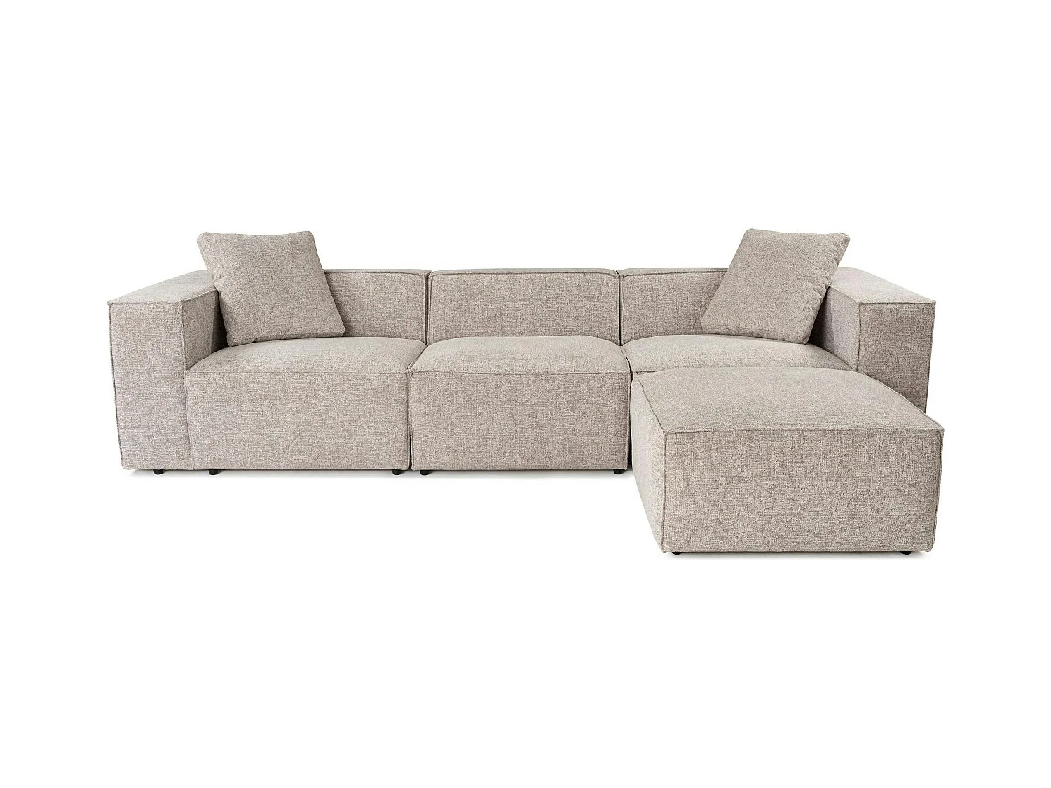 Canapé d'angle modulable taupe - tissu lin OSTUNI