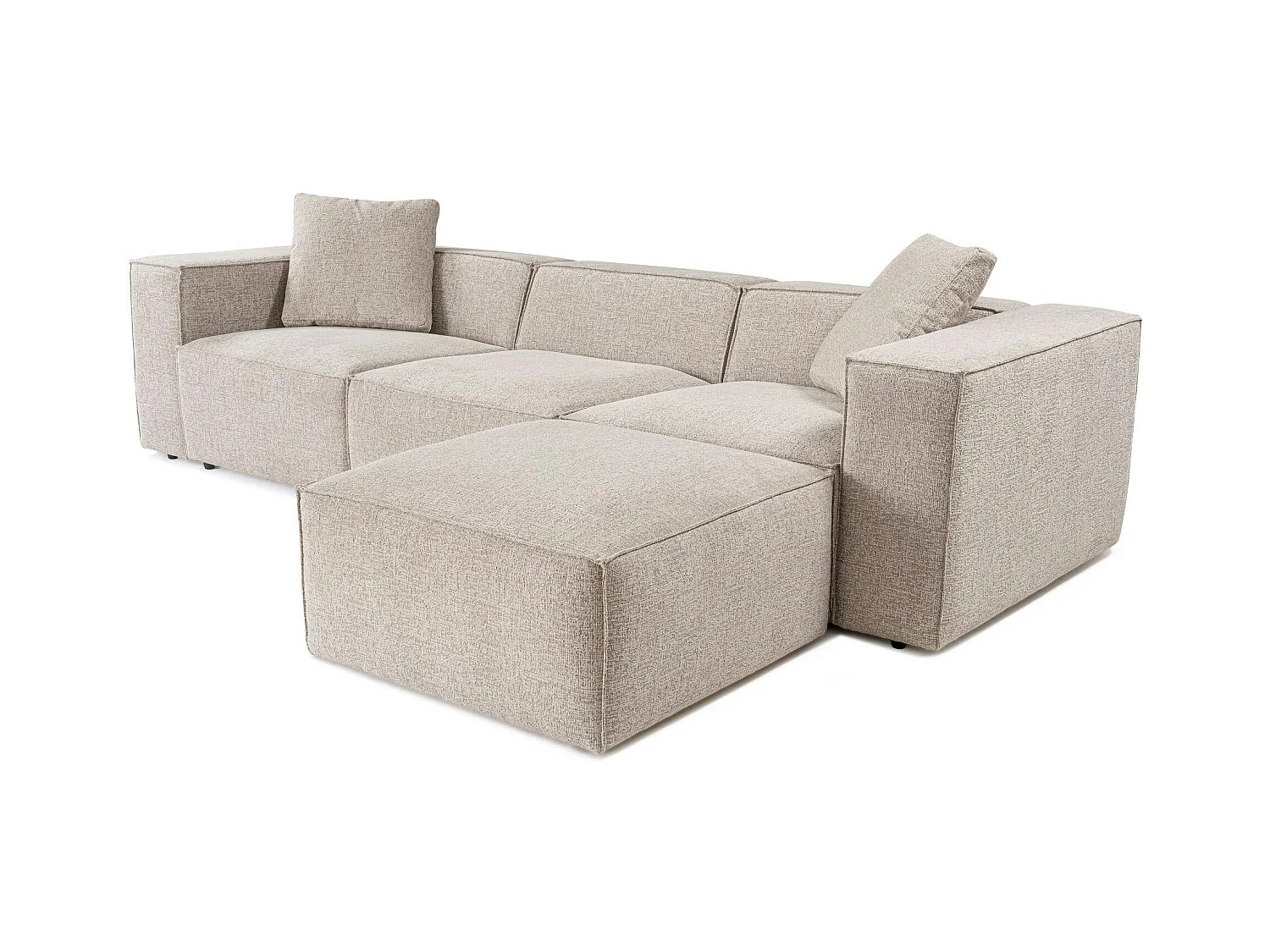 Canapé d'angle modulable taupe - tissu lin OSTUNI