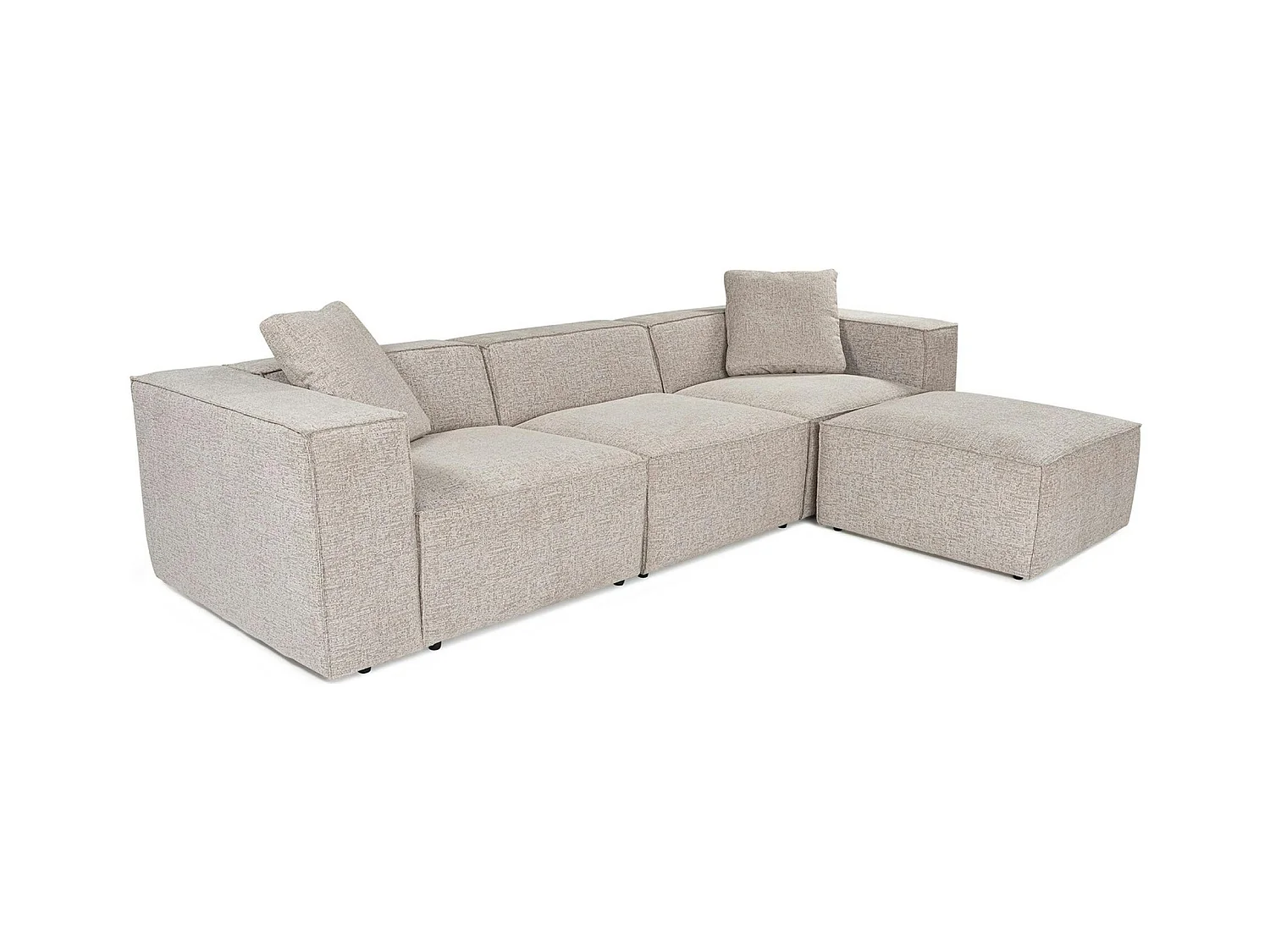 Canapé d'angle modulable taupe - tissu lin OSTUNI