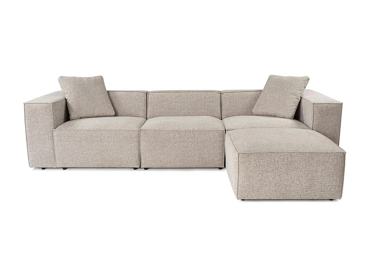 Canapé d'angle modulable taupe - tissu lin OSTUNI